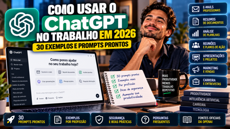 Como usar o ChatGPT no trabalho em 2026: 30 exemplos e prompts prontos