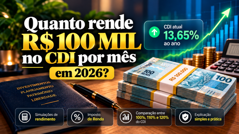 Quanto rende R$ 100 mil no CDI por mês em 2026?